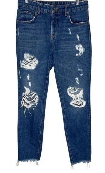 Carmar Jeans Women 6 28" Blue Ankle High Rise Frayed Casual Distressed Destroyed - Image 1