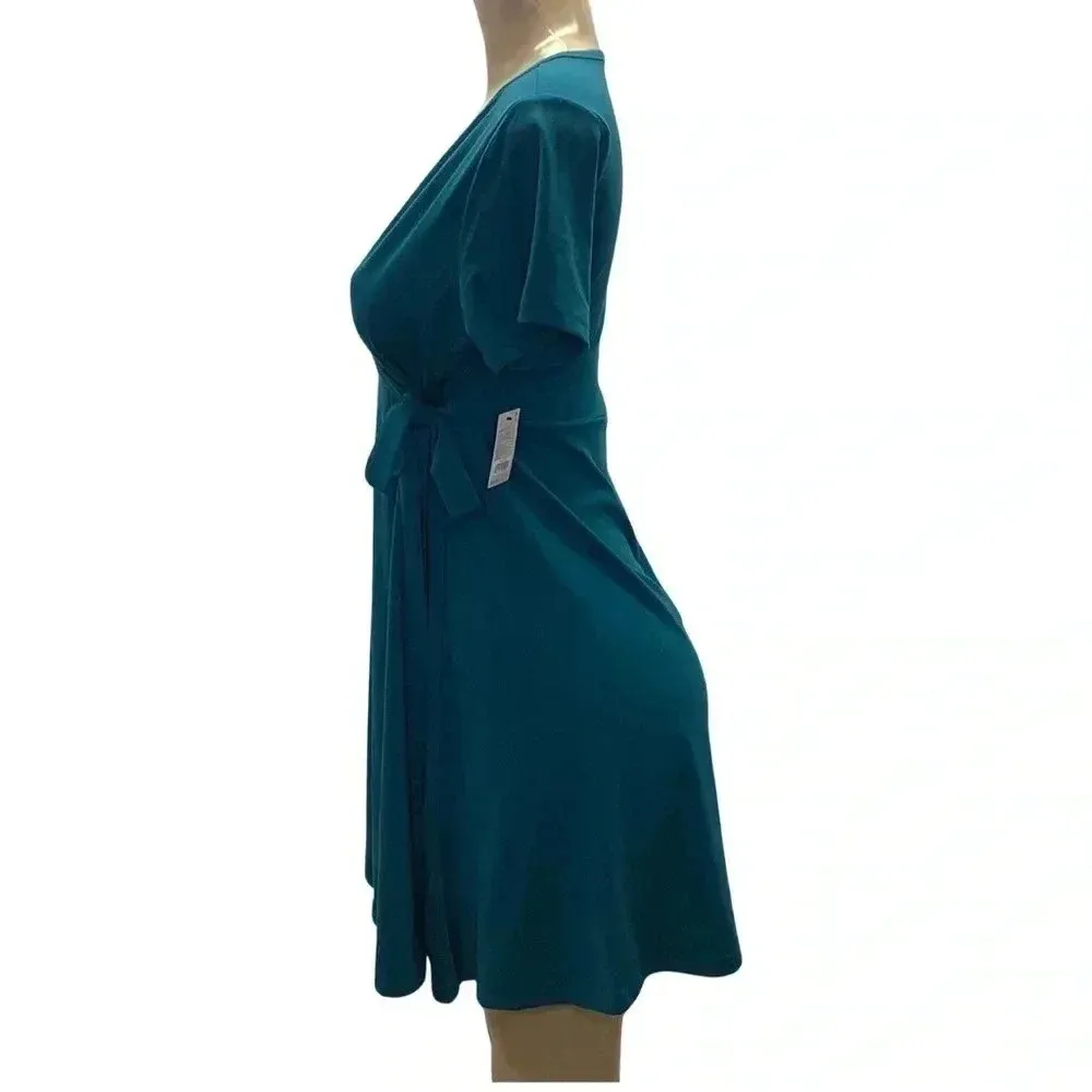 2x$18 West Loop Size Medium Teal Wrap Style Dress. New With Tags - Image 4