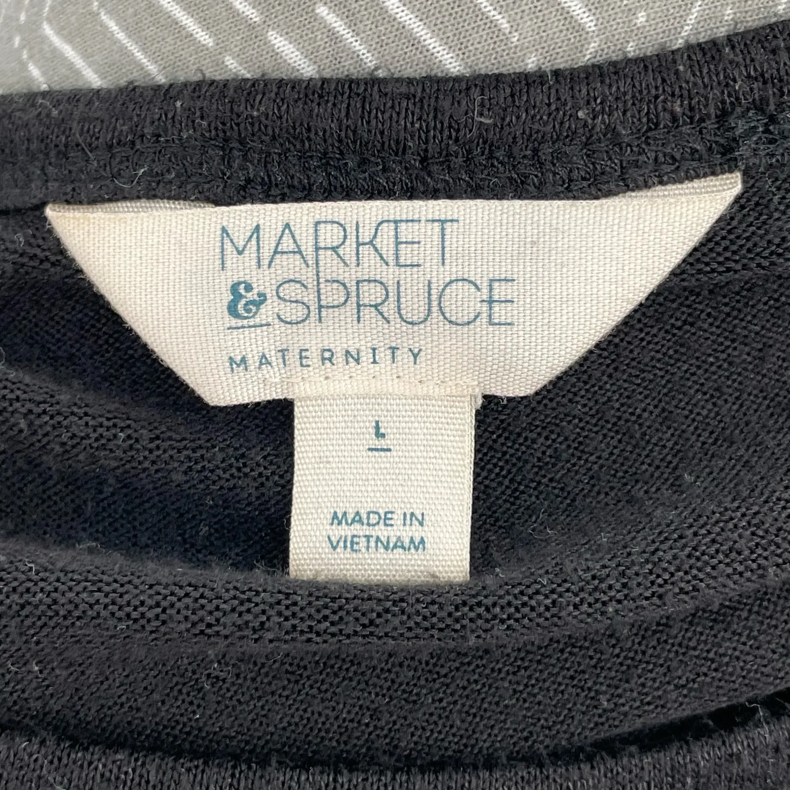 Black Knit Neutral Maternity Top Short Sleeve Gathered Stretch Market & Spruce L Size undefined - Image 7