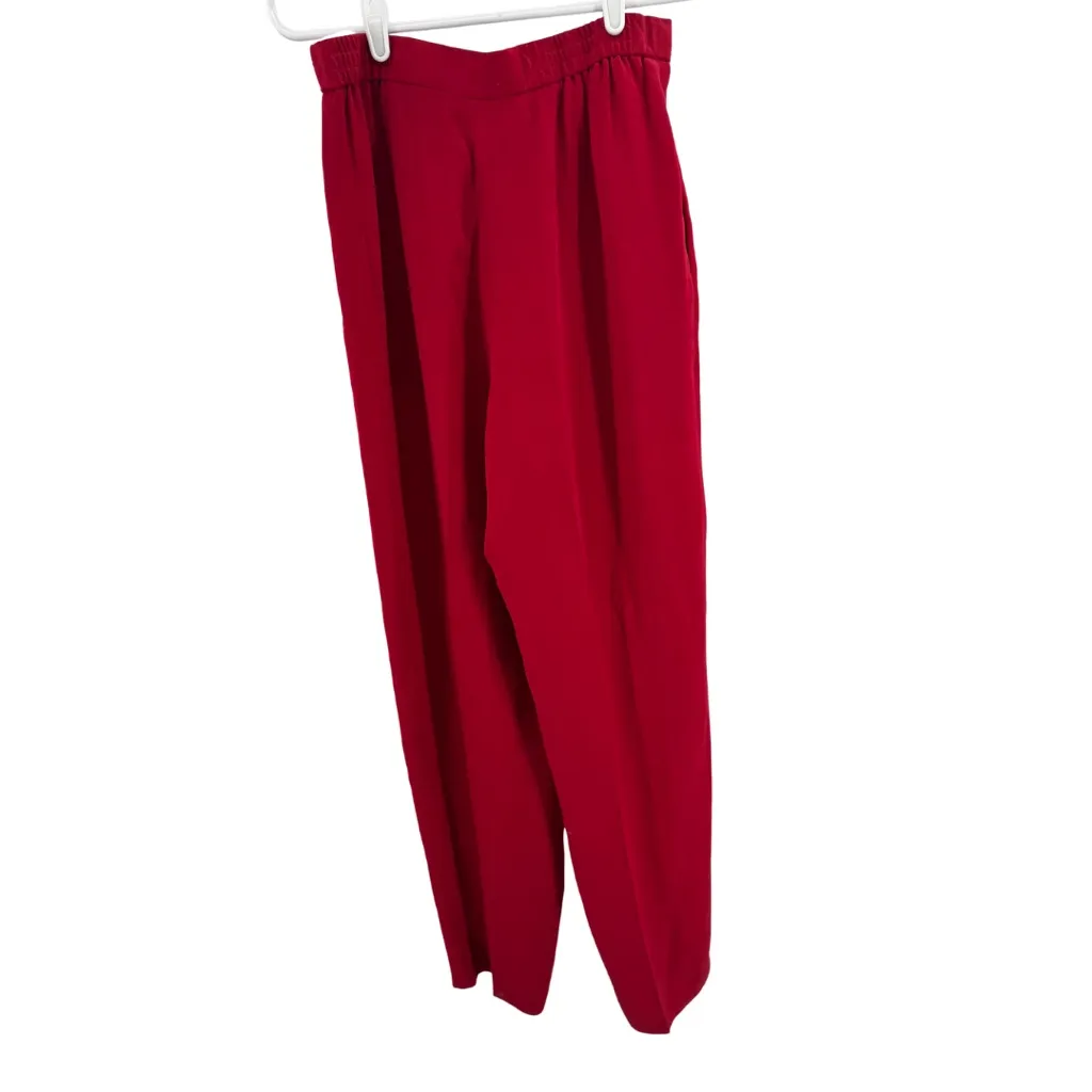 Chaus Red Women's 100% silk pants office 10 holiday professional party casual - Image 2