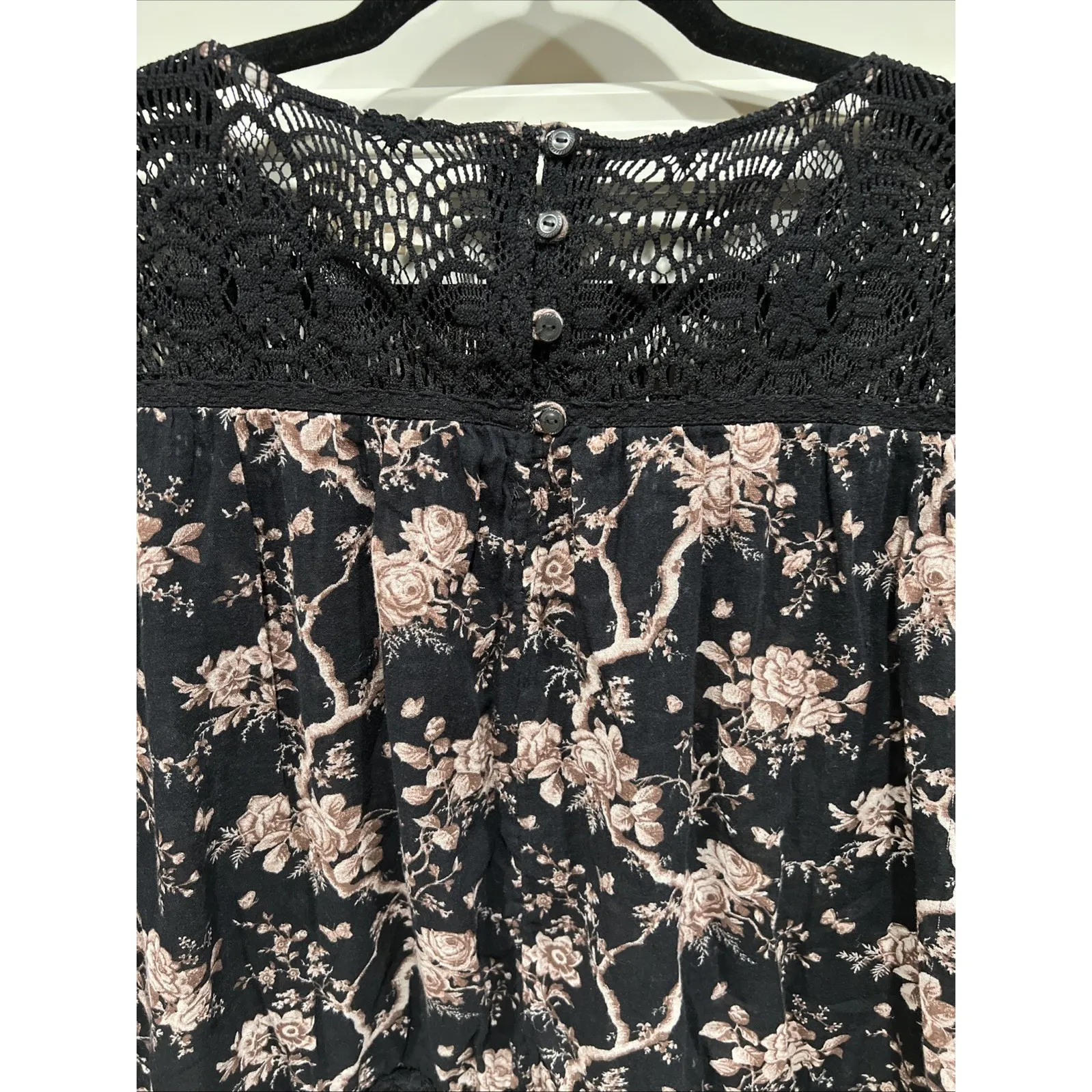 Ralph Lauren Denim & Supply Black Floral Crochet Top Whimsigoth Dark Romantic - Image 5
