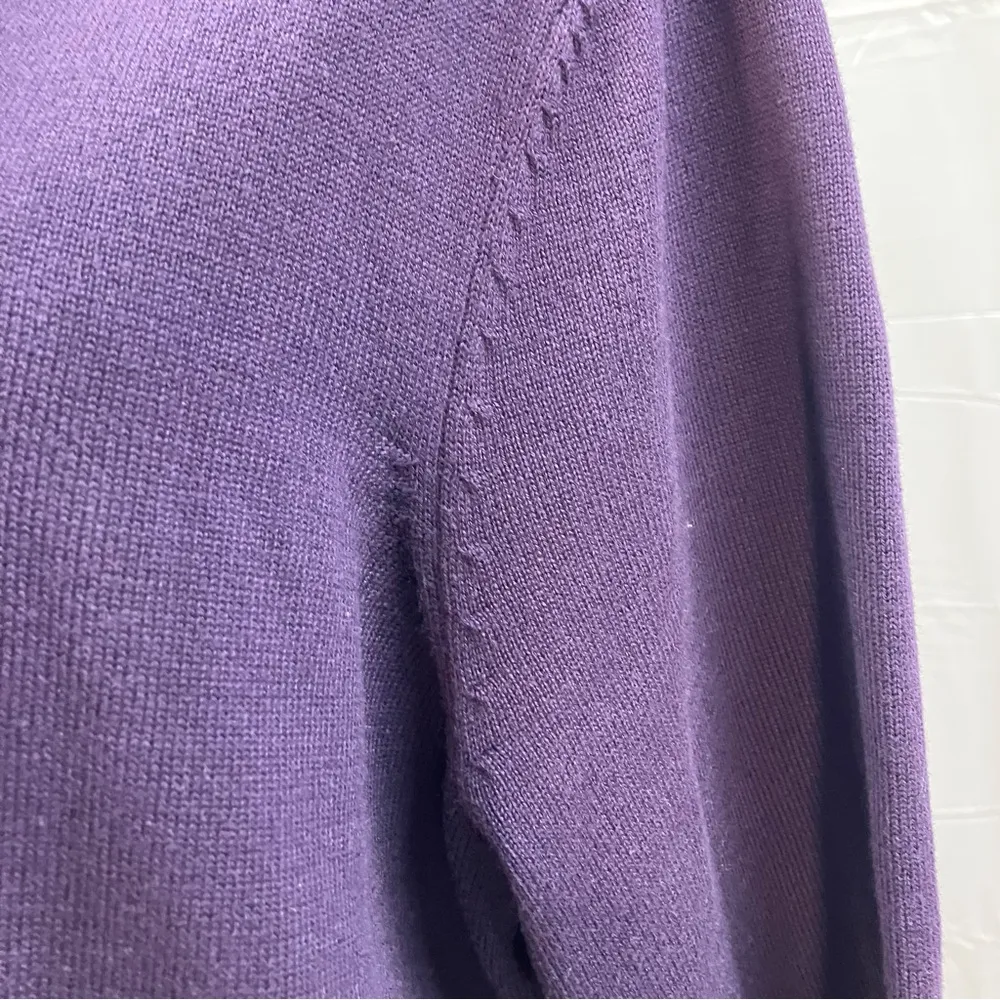 Isabella Rodriguez Hand Embroidered 3/4 sleeve Cowl Neck Purple Sweater‎ 1X - Image 7