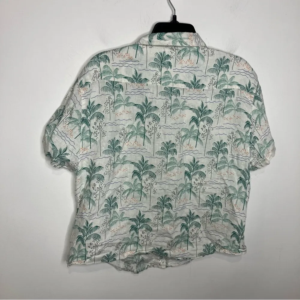 C&C California 100% linen button down shirt Palm tree design women’s size large - Image 6