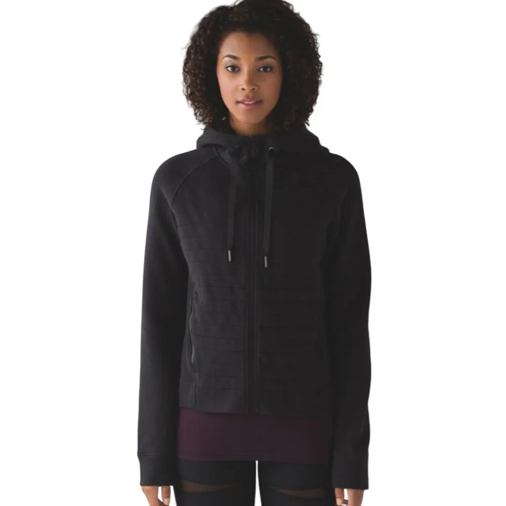 Lululemon Black Fleece Be True Quilted Hoodie Zip Up Jacket Size 4 - Image 2