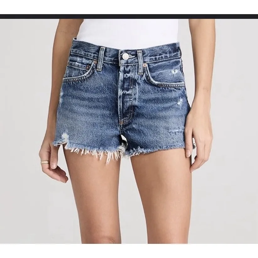 Agolde Parker Vintage Cut Off Shorts Size 25 Lowkey Blue Denim High Waist Denim - Image 2