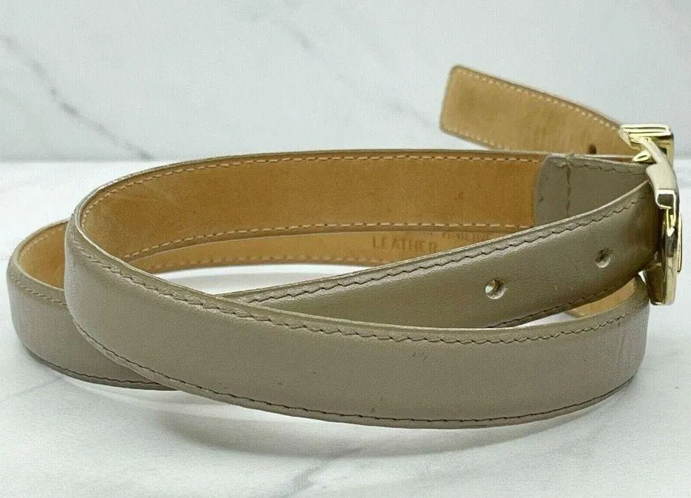 Liz Claiborne Gray Vintage Full Grain Semi Aniline Leather Belt Size Medium M - Image 5
