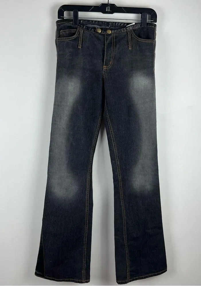 Allen B. by Allen Schwartz Leather Waistband Bootcut Jeans Size 30 USA Made Y2K Black - Image 2