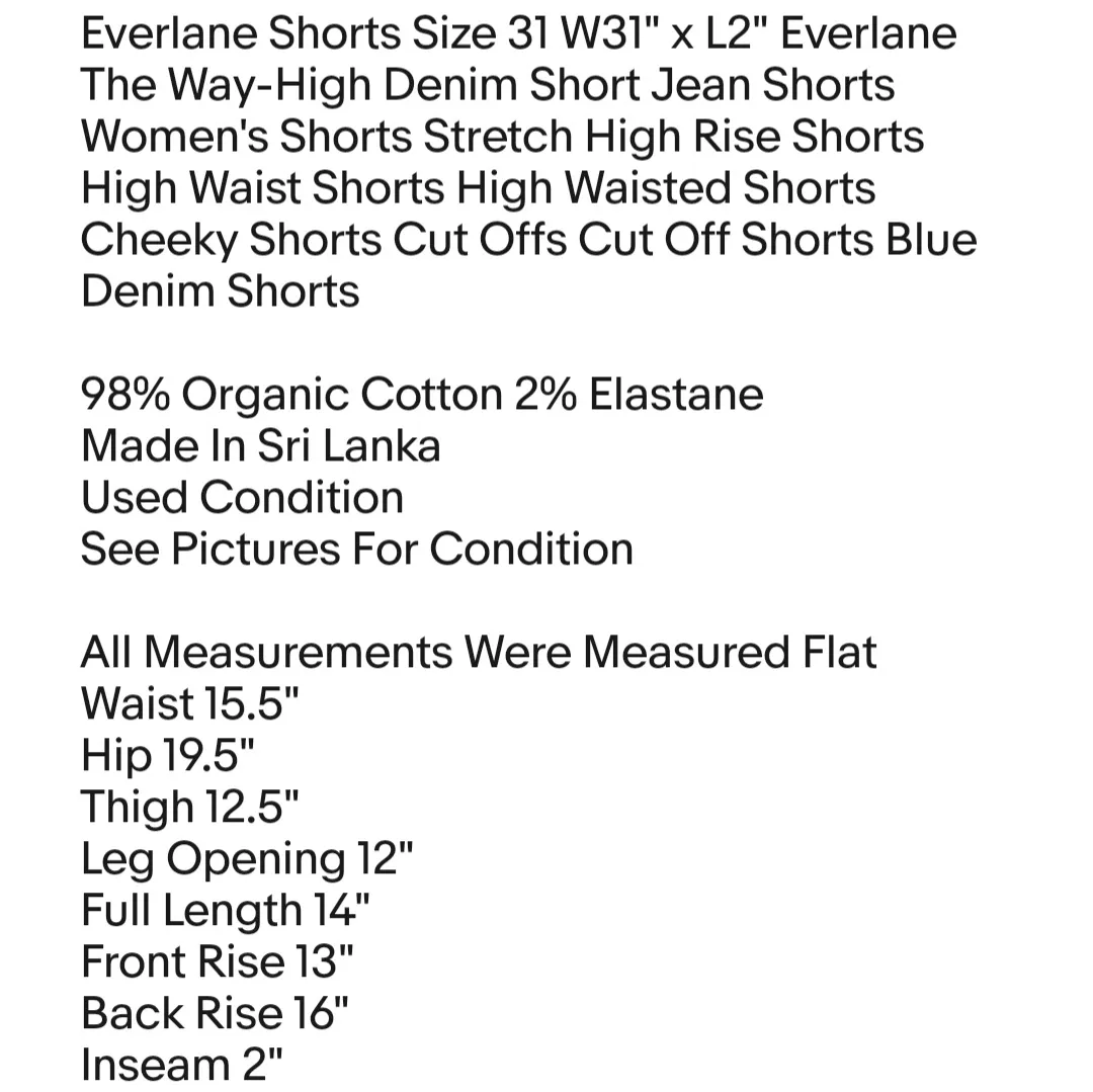 Everlane Shorts Size 31 W31" x L2" Everlane The Way-High Denim Short Jean Shorts - Image 2