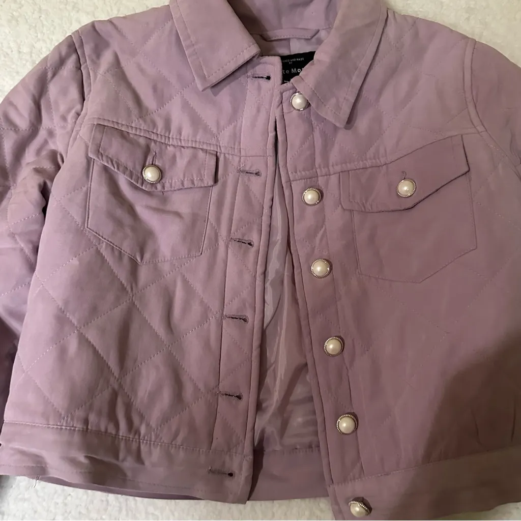 Haute Monde Purple Cropped Quilted Jacket - Image 5