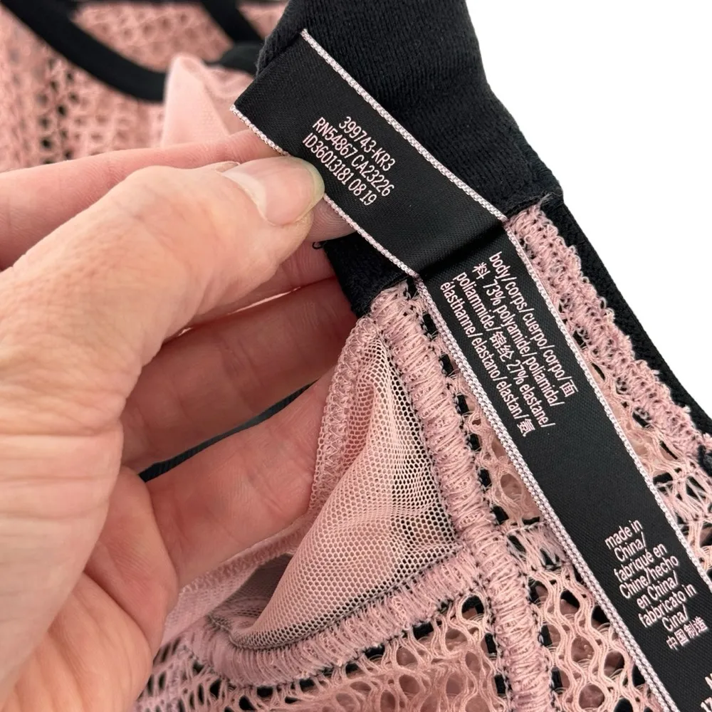 Victorias’s Secret Pink Black Fishnet Mesh Thong Teddy Bodysuit Lingerie Medium - Image 11