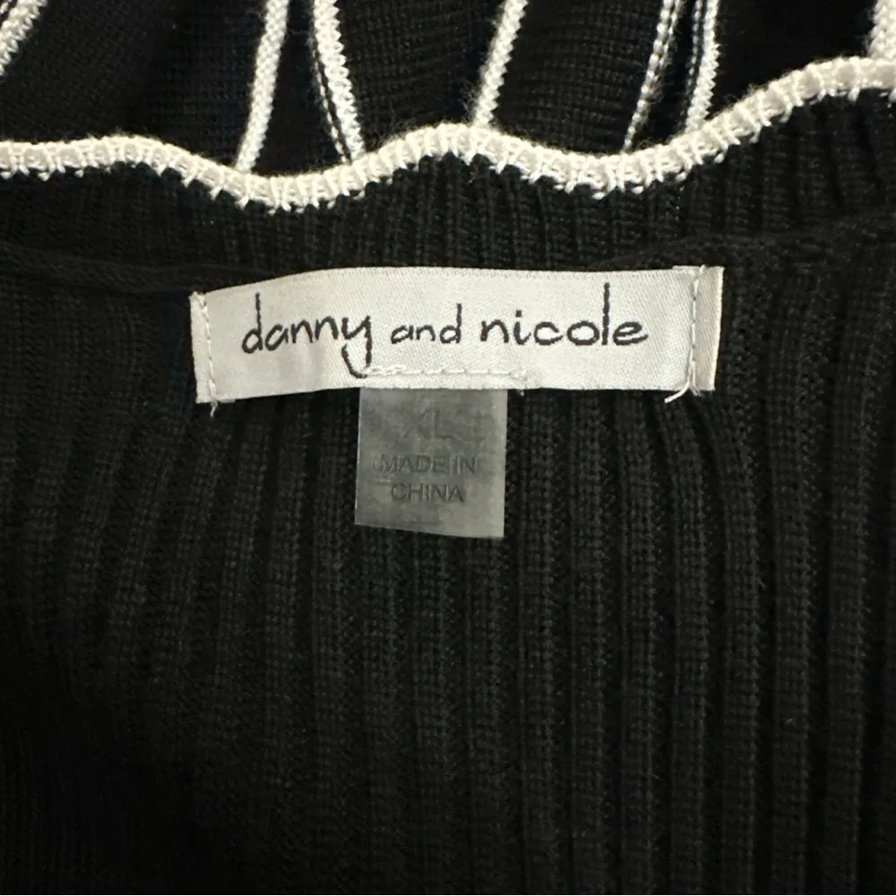 Danny & Nicole Black Fit & Flare Dress – Size XL – Striped Skirt & Scallop Trim - Image 2