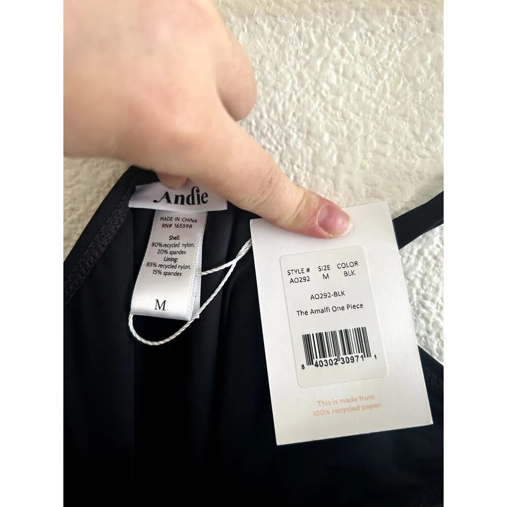 Andie Swim the Amalfi Eco Nylon One Piece in Black M NWT - Image 7