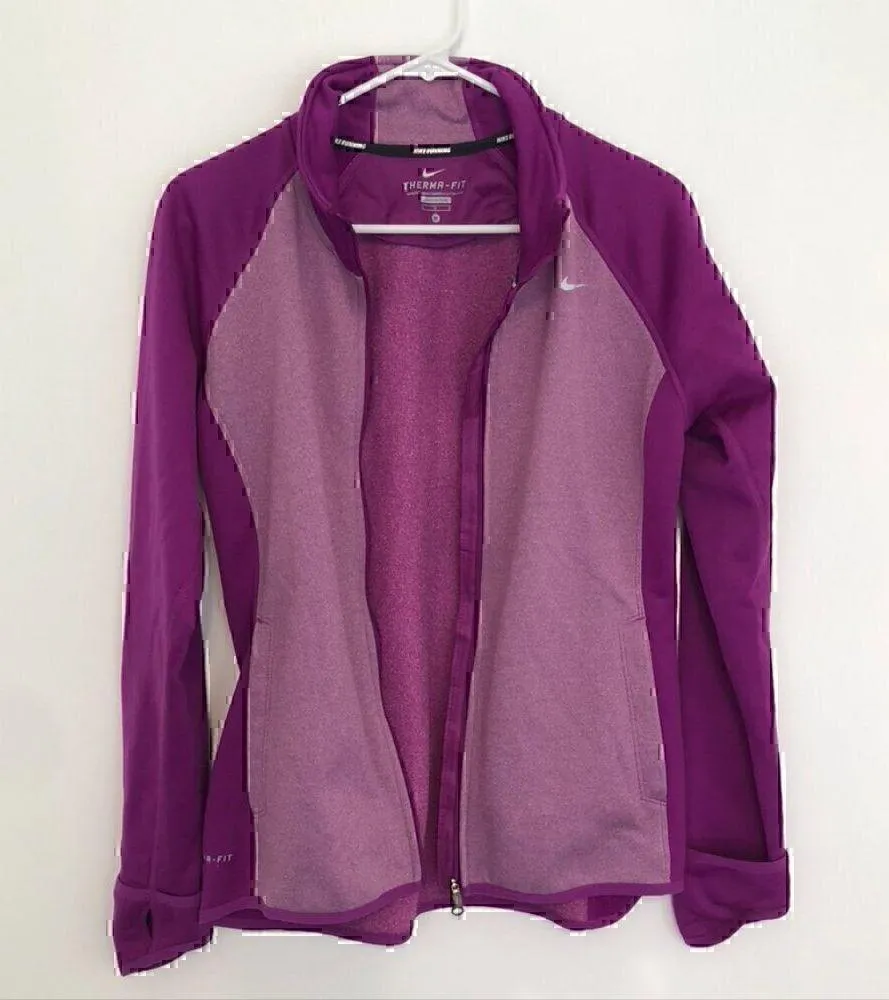 NIKE RUNNING Therma Fit Purple Colorblock Fleece Line Full Zip Sweatshirt Jacket - Image 6