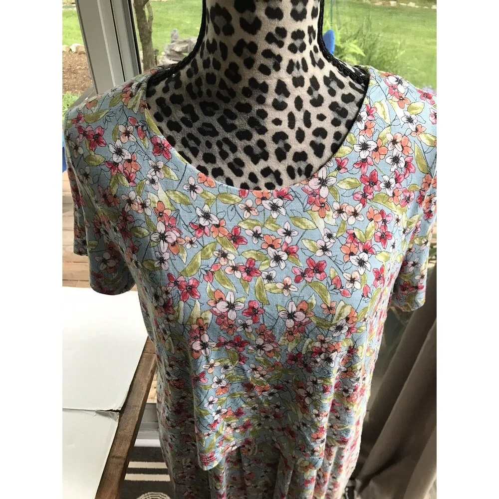 J. Jill Women's Dress Floral Ditsy Size M Stretch Rayon Spandex Short Sleeve EUC - Image 11