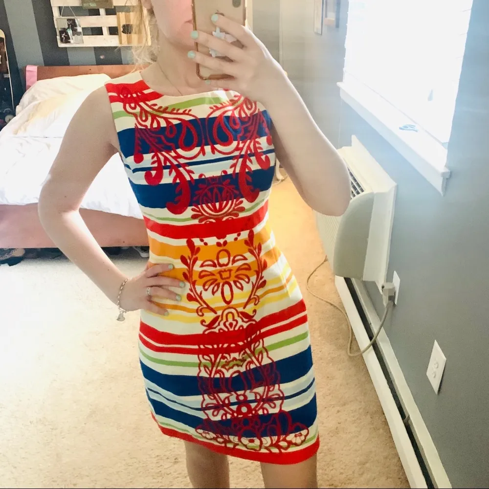 Anthro Tabitha colorful stripe embroidered dress - Image 3