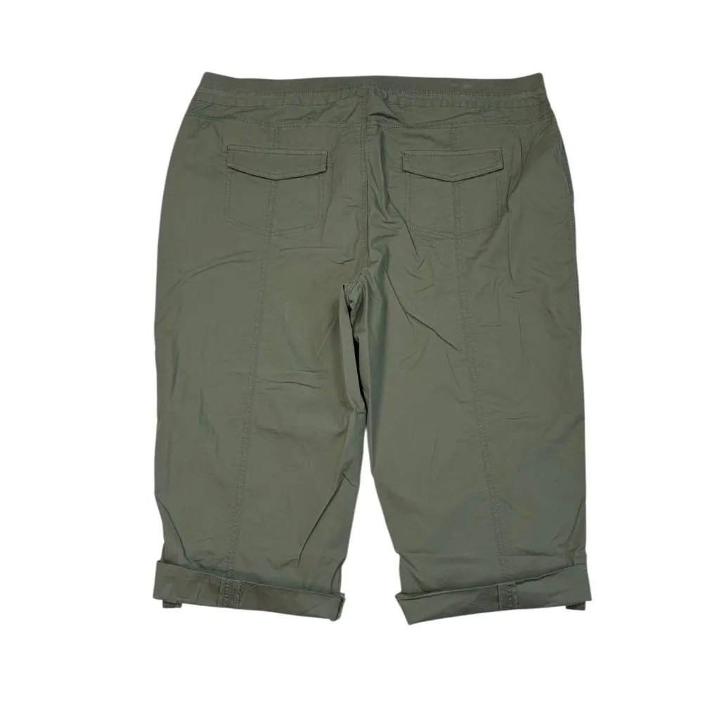 *New DIP Capri Pant Womens Plus 22 Green Soft Utility W/Extended Waist Cargo Size undefined - Image 2
