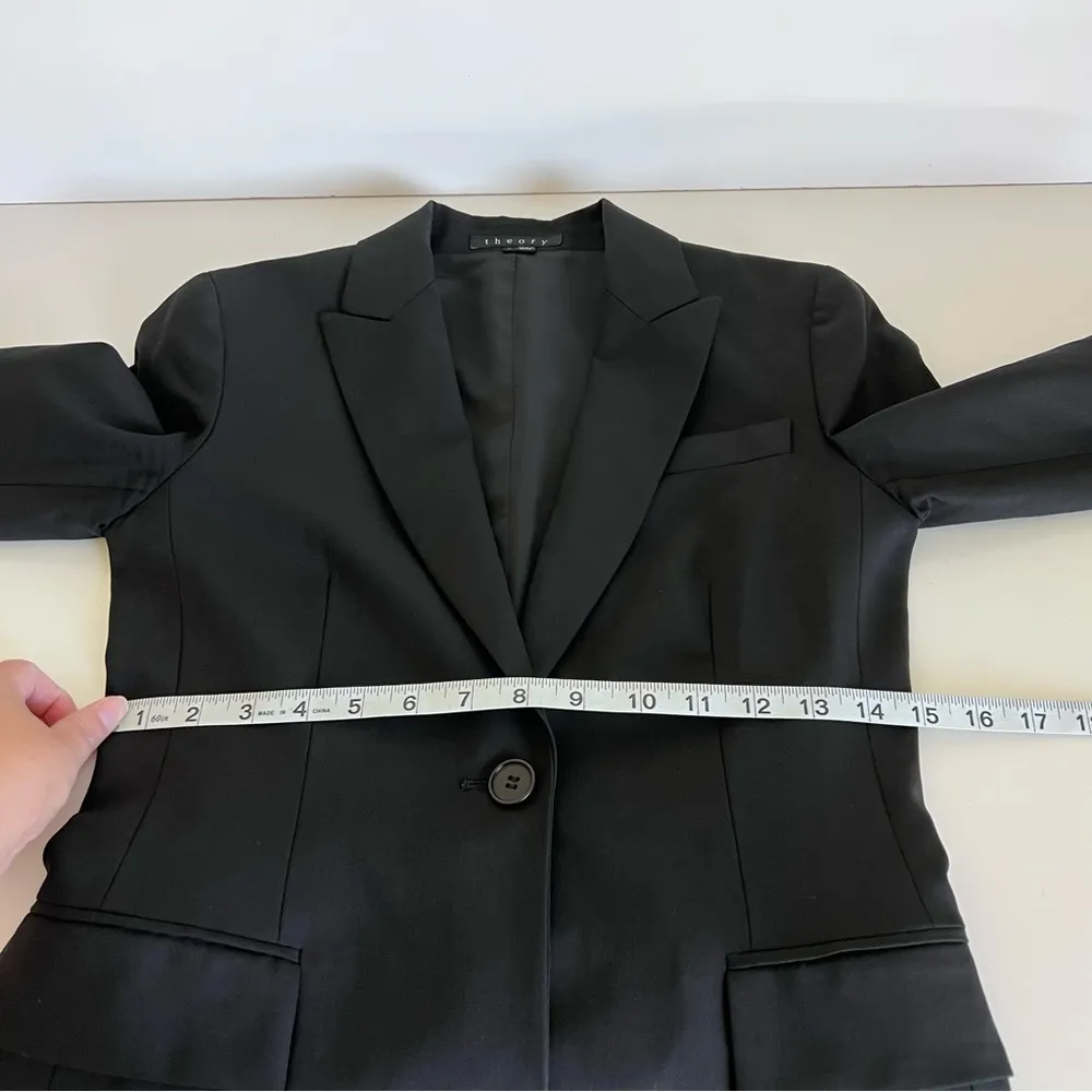 Theory Women’s Gabe B Black Single Button Tailored Suit Jacket Blazer - Image 9