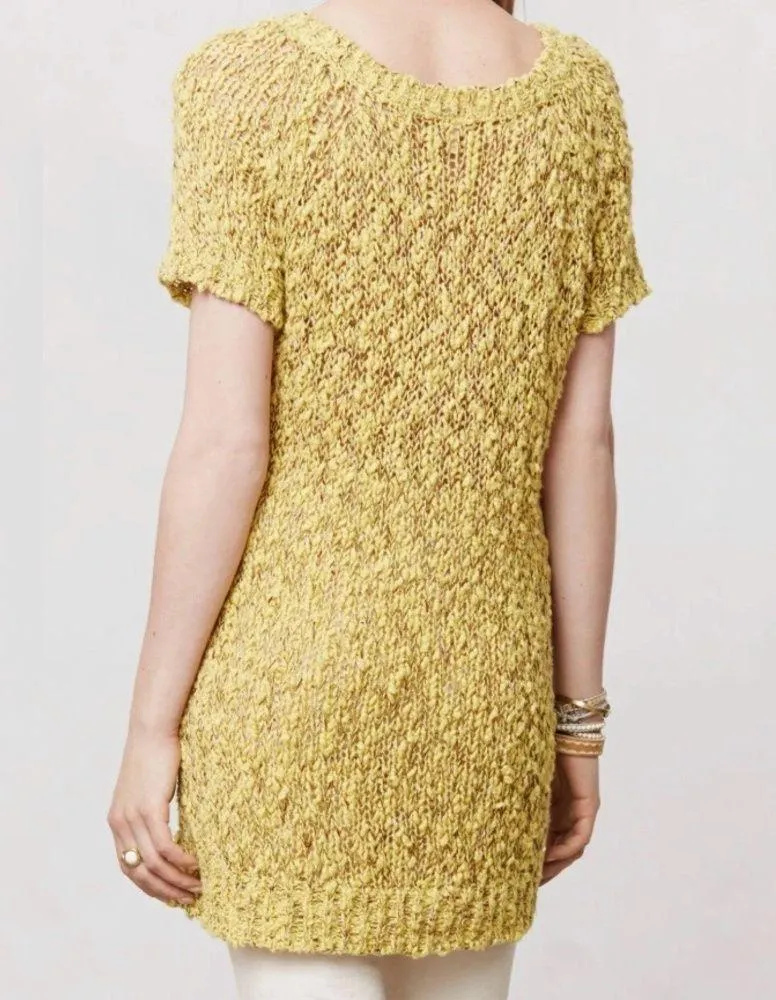 Anthropologie Tunic Moth Julliet Knit Sweater Yellow Short Sleeve Sz M GUC - Image 2
