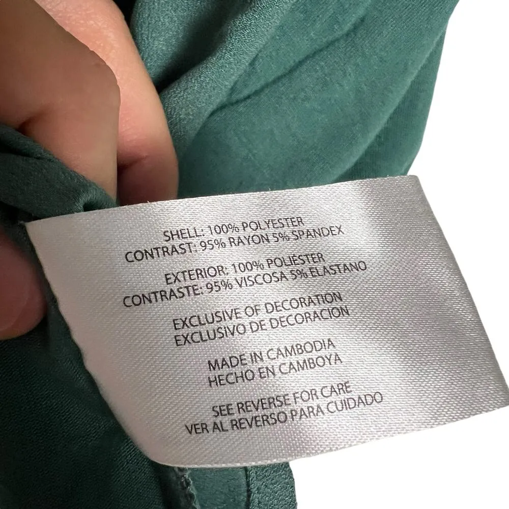 Banana Republic Solid Green Cap Sleeve V-Neck Crepe Popover Blouse Size Small - Image 6