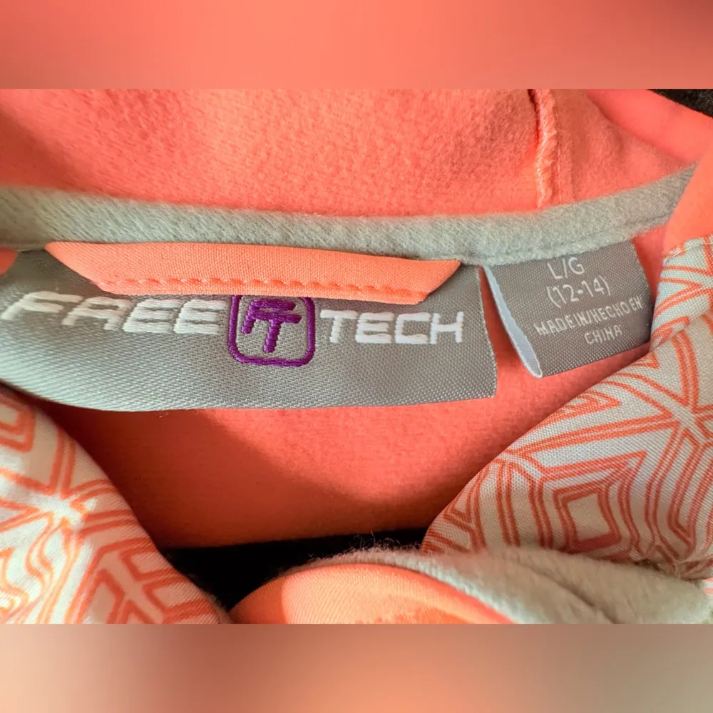 FreeTech Size Large Bright Orange Pink Waterproof Zip Up Pockets Jacket - Image 6