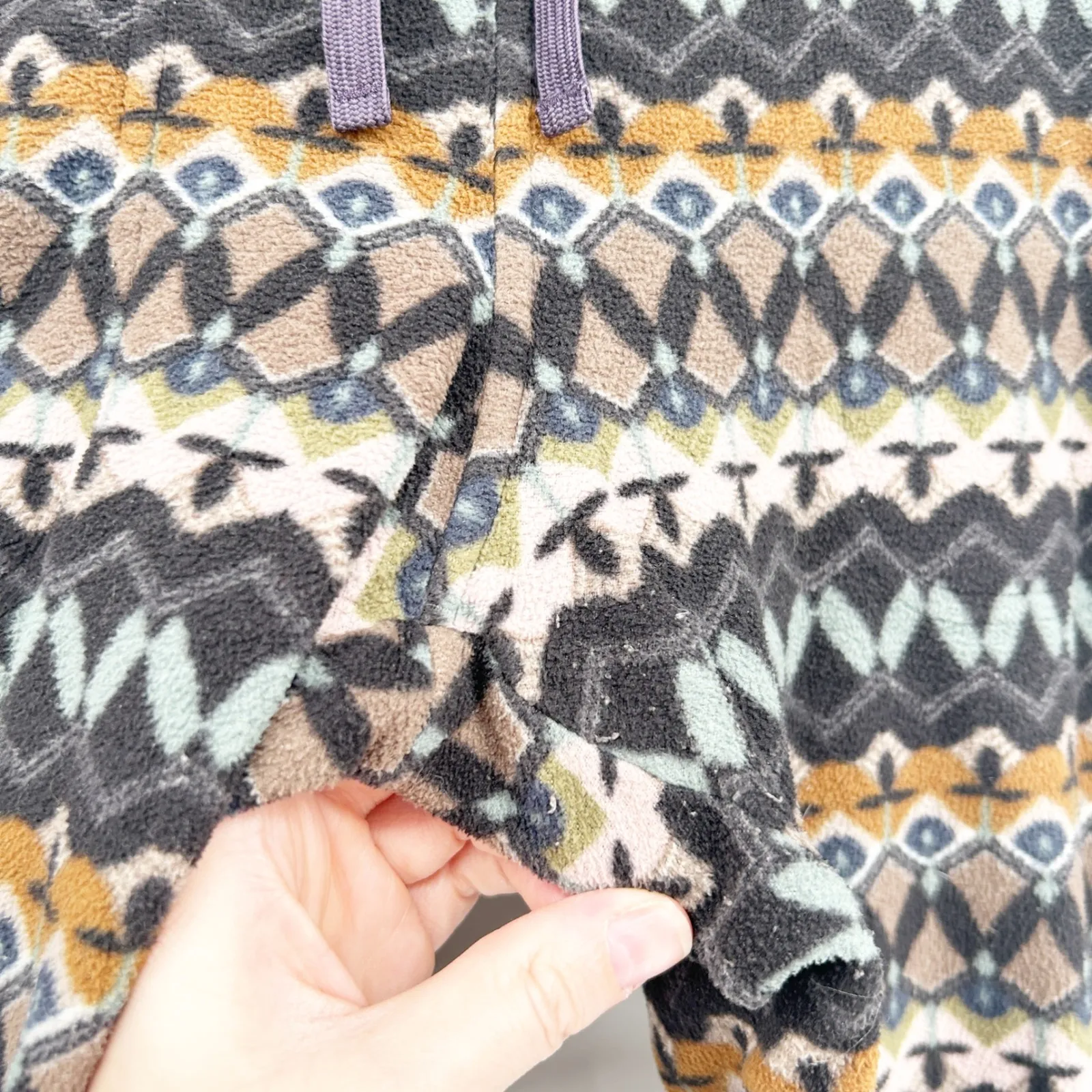 Patagonia Womens Cozy Outdoor Snap T Fleece Jogger Pants Geometric Print Size XS - Image 4