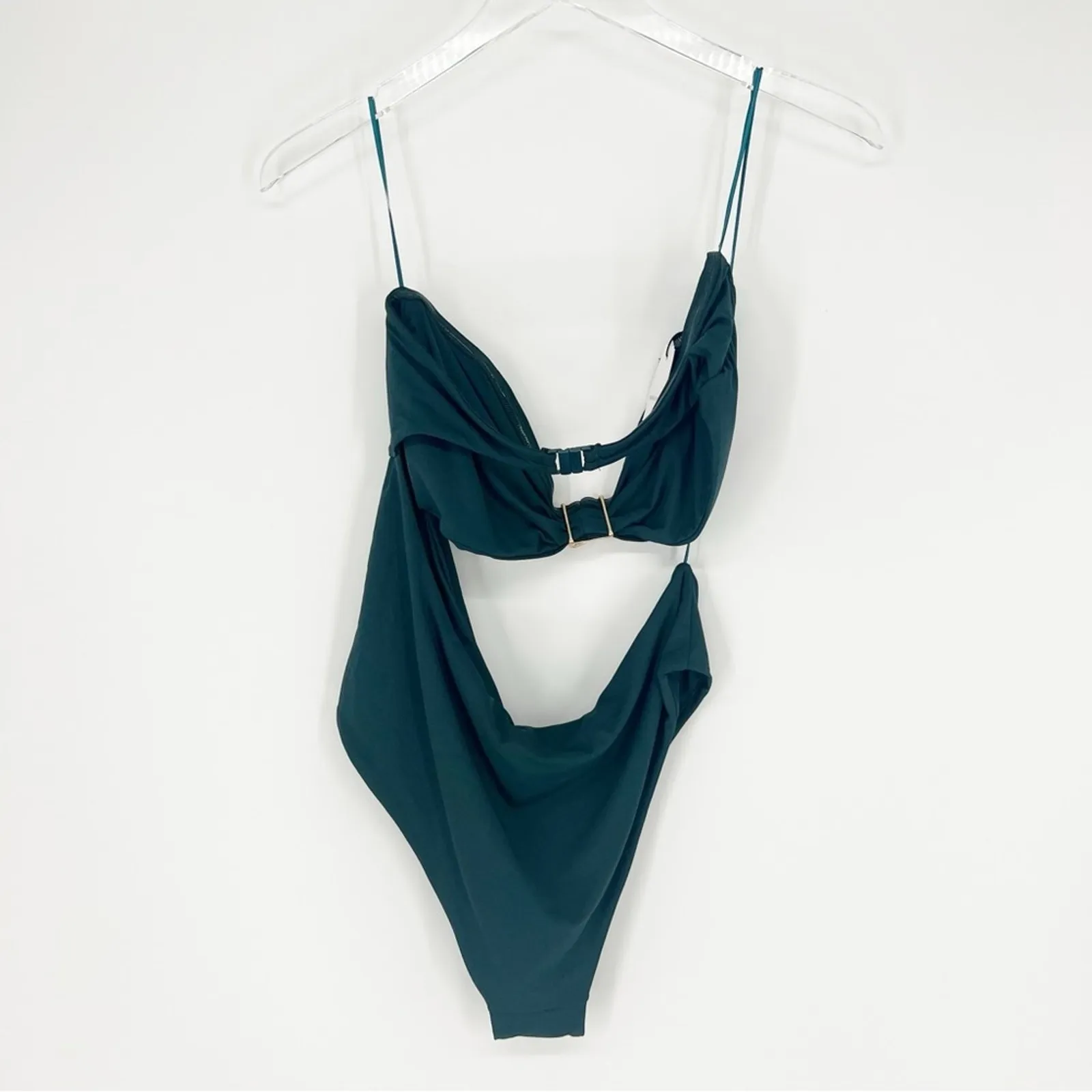 NWT‎ ZARA Metallic Cut Out Bathing Suit XL Green - Image 3