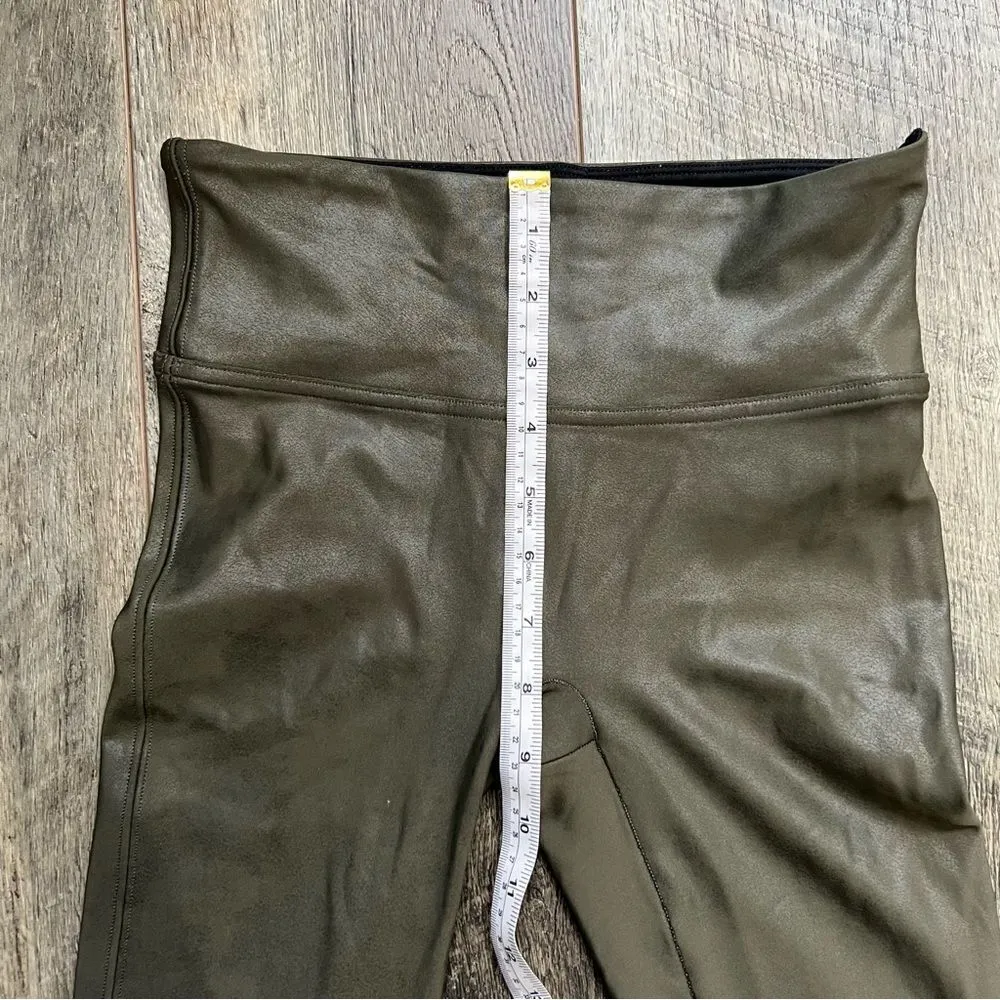 Spanx Olive Green Faux Leather Leggings Size Extra Small - Image 10