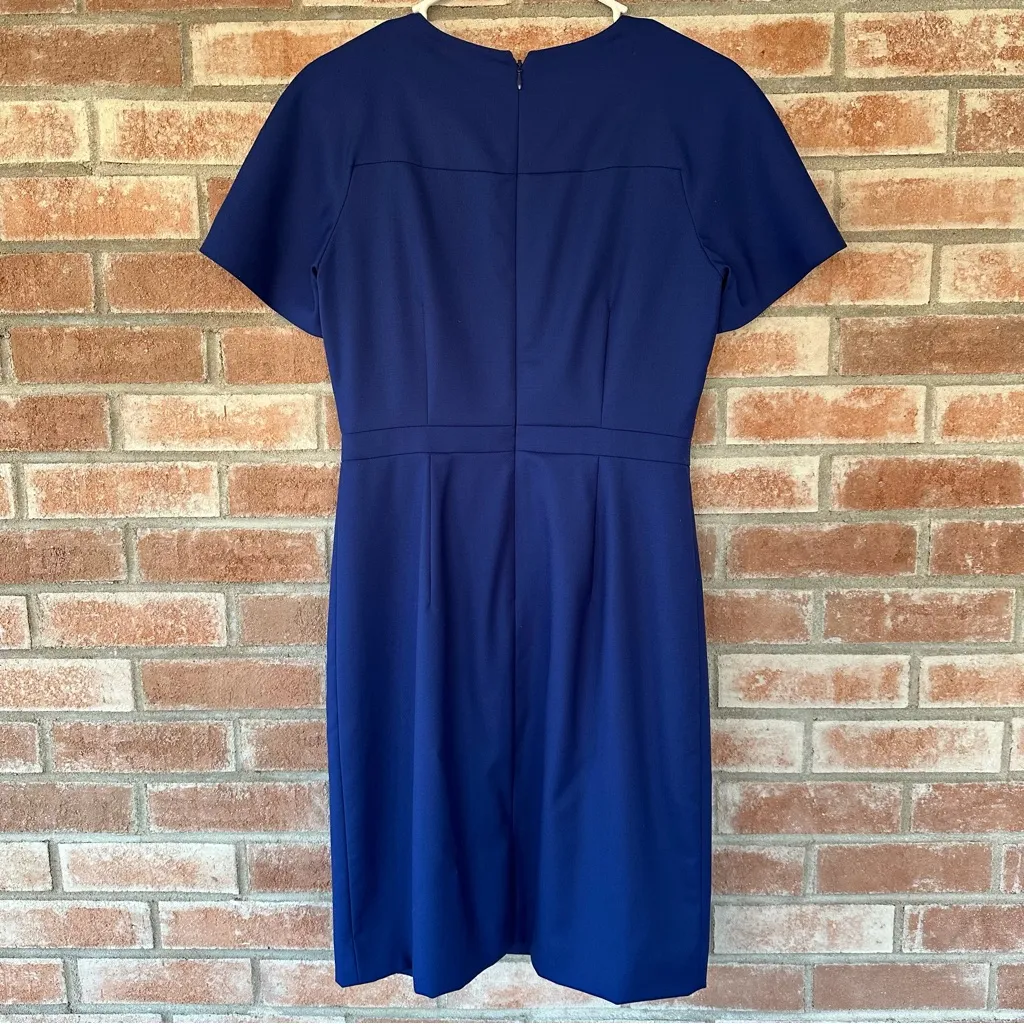 J. Crew 100% Wool Sheath Pencil Dress Women’s 4 Blue Office Knee Length Corpcore - Image 8