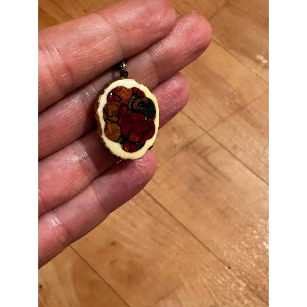 Embossed Antler Pendant Necklace Brown - Image 7