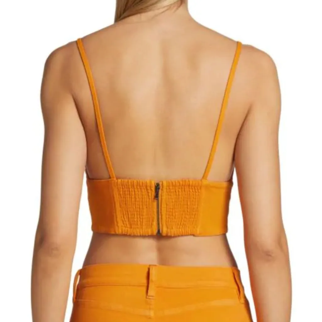 NEW Alice + Olivia Carli Denim Orange Tangerine Crop Top Size 2 - Image 3