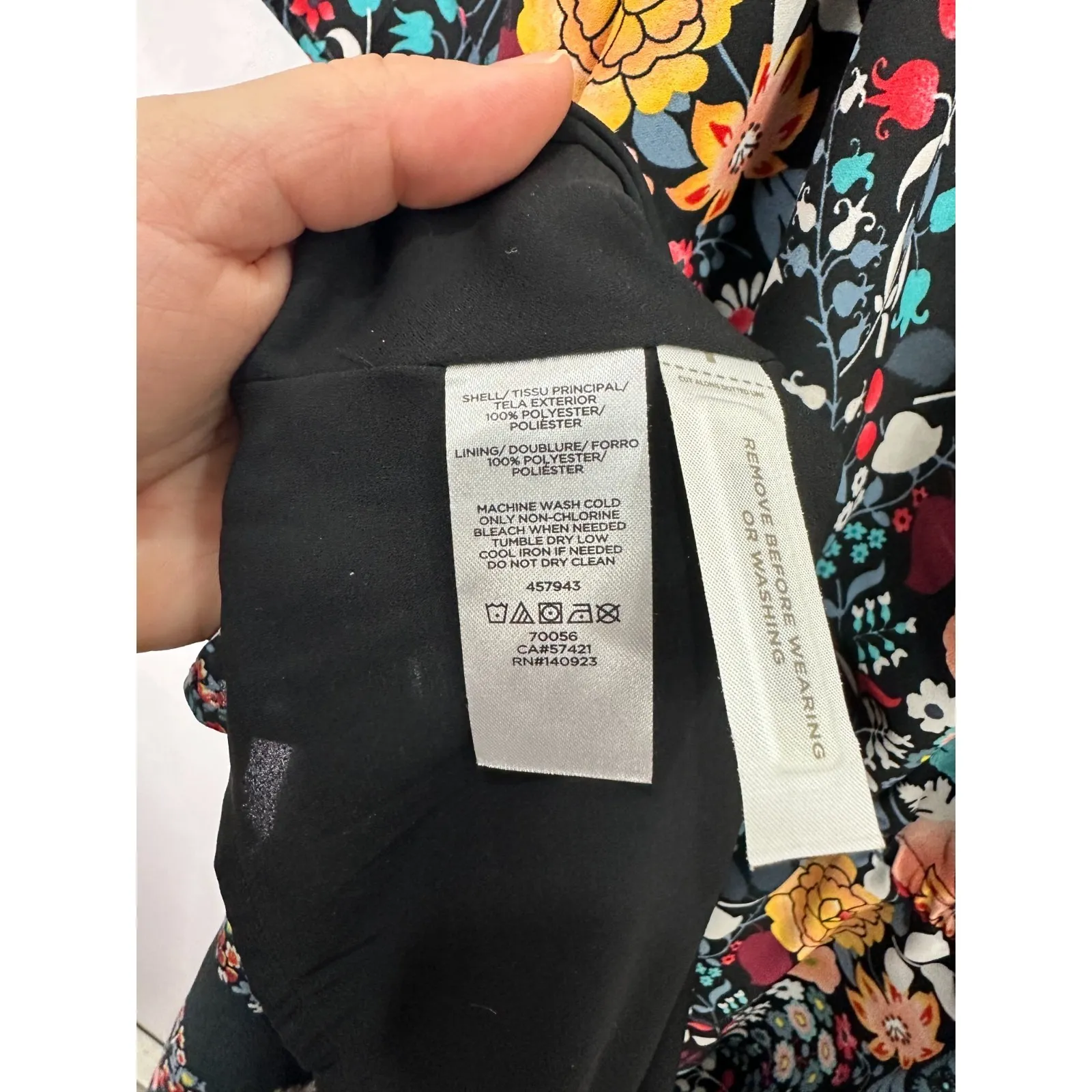 LOFT Floral Boho Off Shoulder Dress Medium Black Cottagecore Peasant Romantic - Image 4