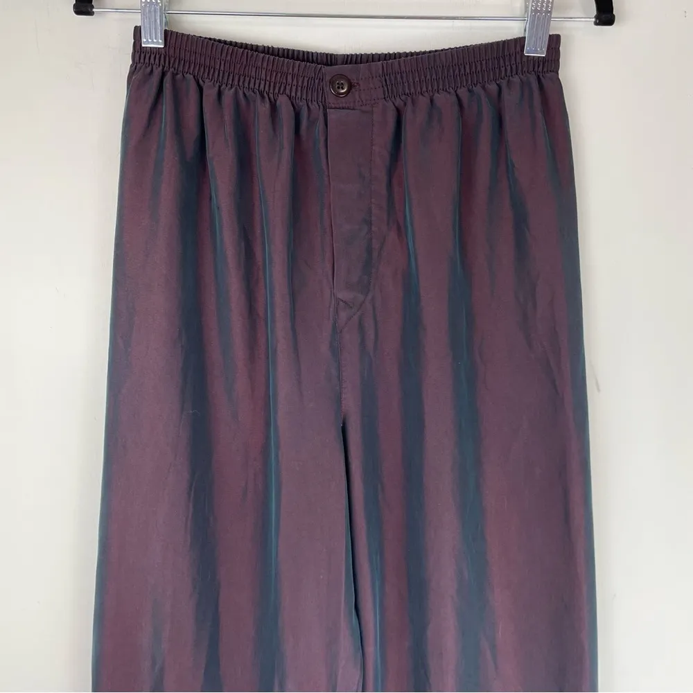 Vtg Y2K Holographic Trouser Pants High Rise Pull On Straight Wide Leg Sz Small Purple - Image 4