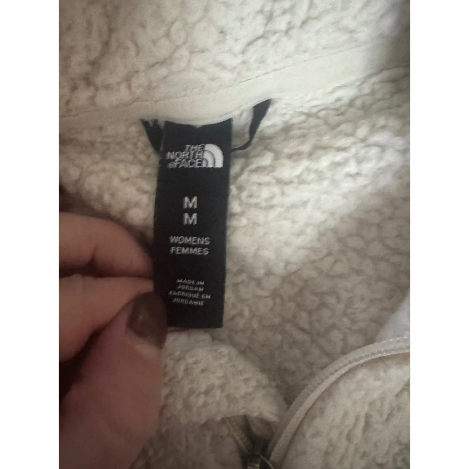 The North Face White Sherpa Fleece Zip Up Jacket Womens Size Medium - Image 4