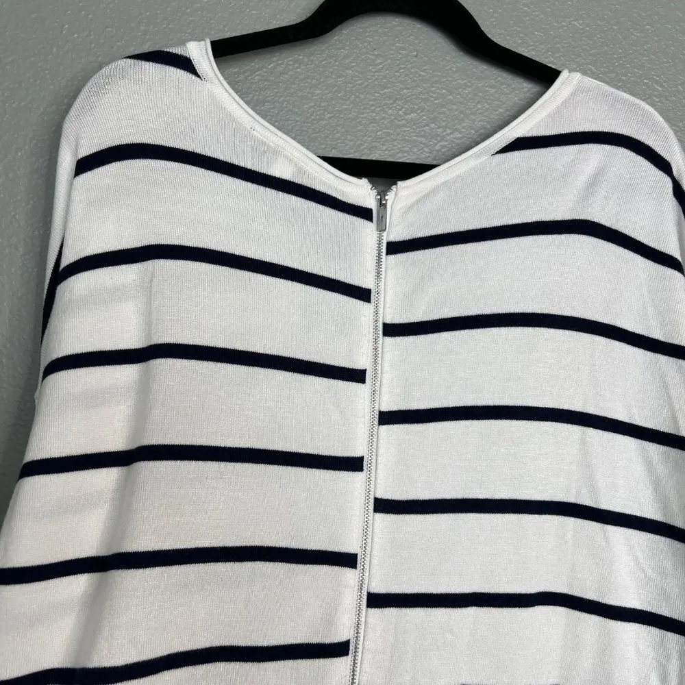 NWT Lane‎ Bryant Asymmetrcial Black White Stripe w/ Orange Zip Back Top 18/20 - Image 10