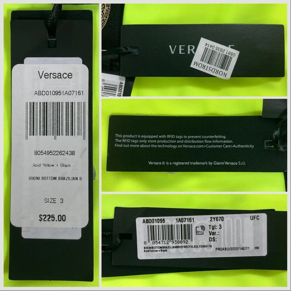 Logo Greca Border Bikini Bottoms Waistband Briefs Acid Yellow Size 3 IT - Image 14