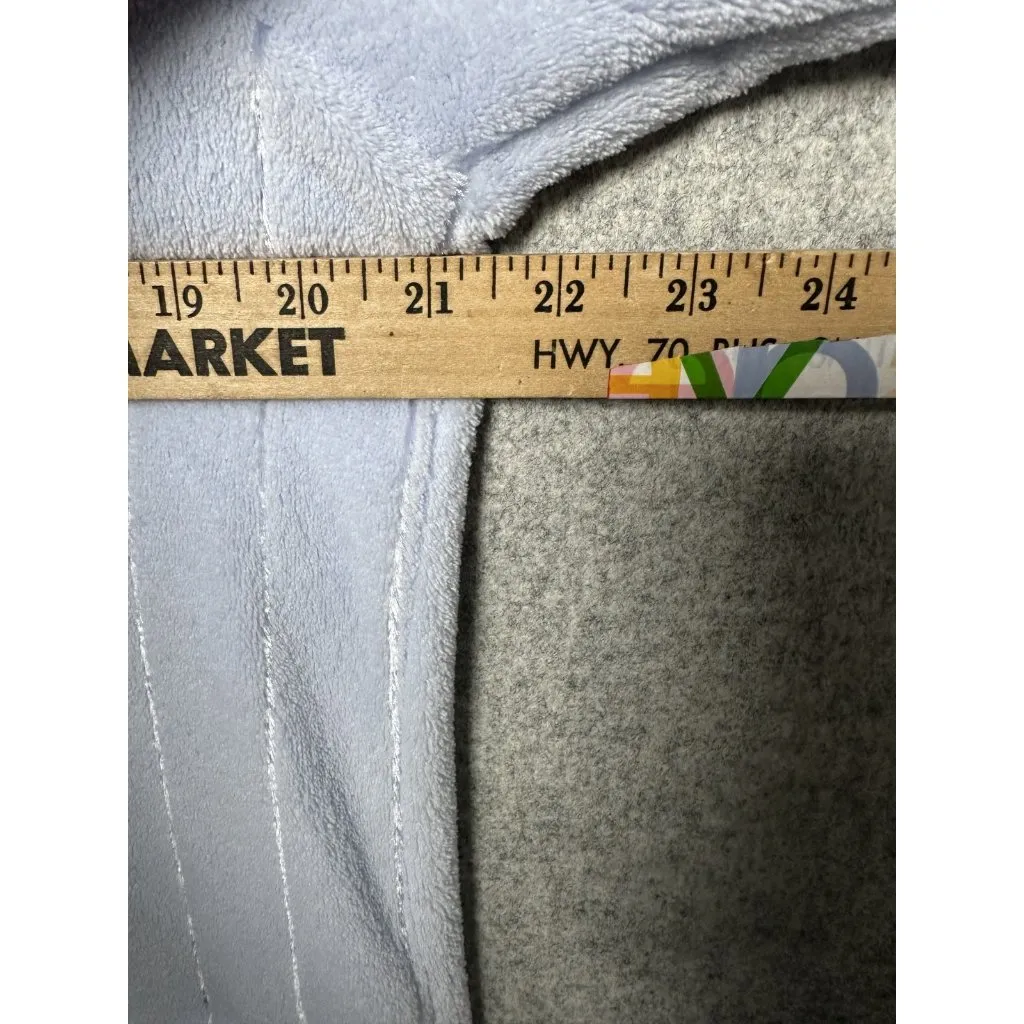 Miss Elaine Large Fleece Nightgown Robe Full Zip Light Blue Embroidered Midi - Image 8