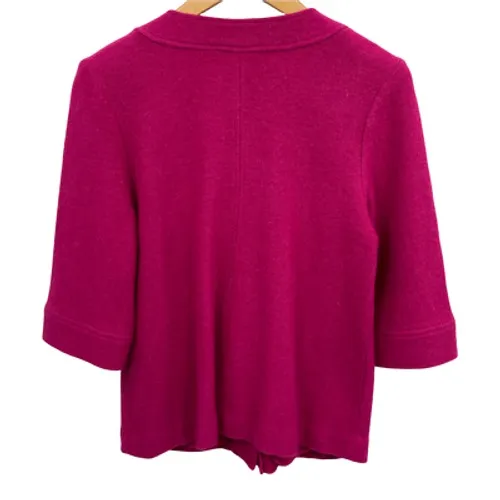 Chico's Cardigan Sweater‎ Womens 0 Small Pink Wool Metal Clasp Pockets Old Money - Image 3