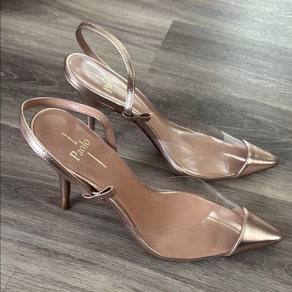 Paolo Metallic Slingback Heels Pointed toe Pump (Missing Ankle Strap) Silver Size 11 - Image 11