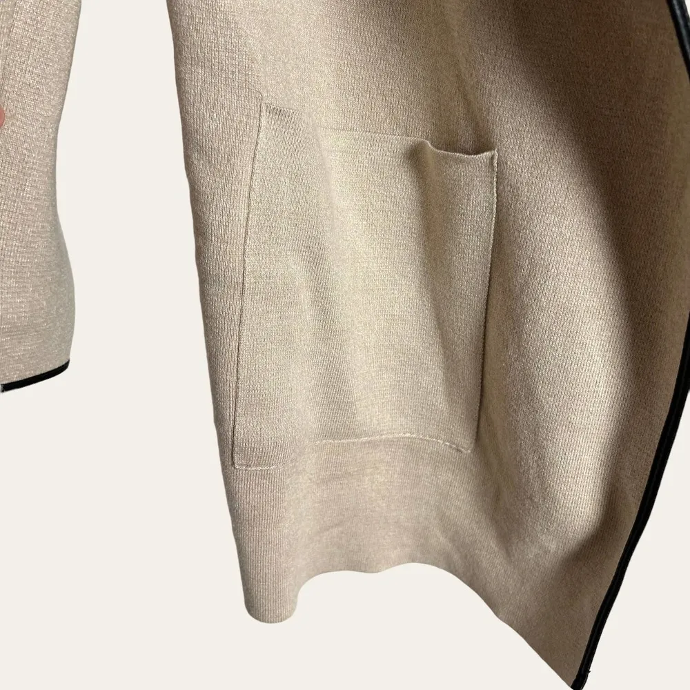 Zara Beige Knit Waterfall Open Front Cardigan Jacket Size M - Image 12