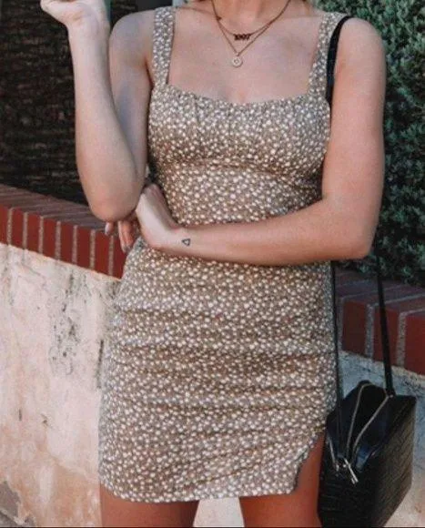 Tan Freya Floral Casual Dress size 4 - Image 5