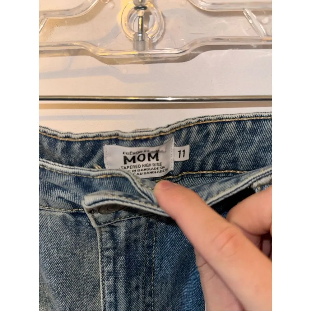 New Refuge Denim Mom Jeans High Rise Tapered Size 11 Juniors Teen Distressed - Image 7