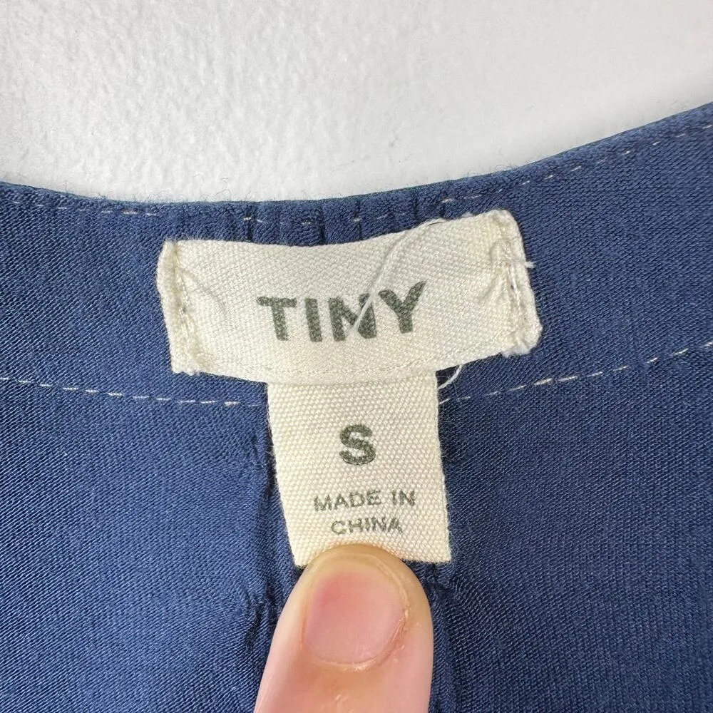 Tiny Dress Women S Blue White Floral Embroidery Button Up Western Boho Festival - Image 4