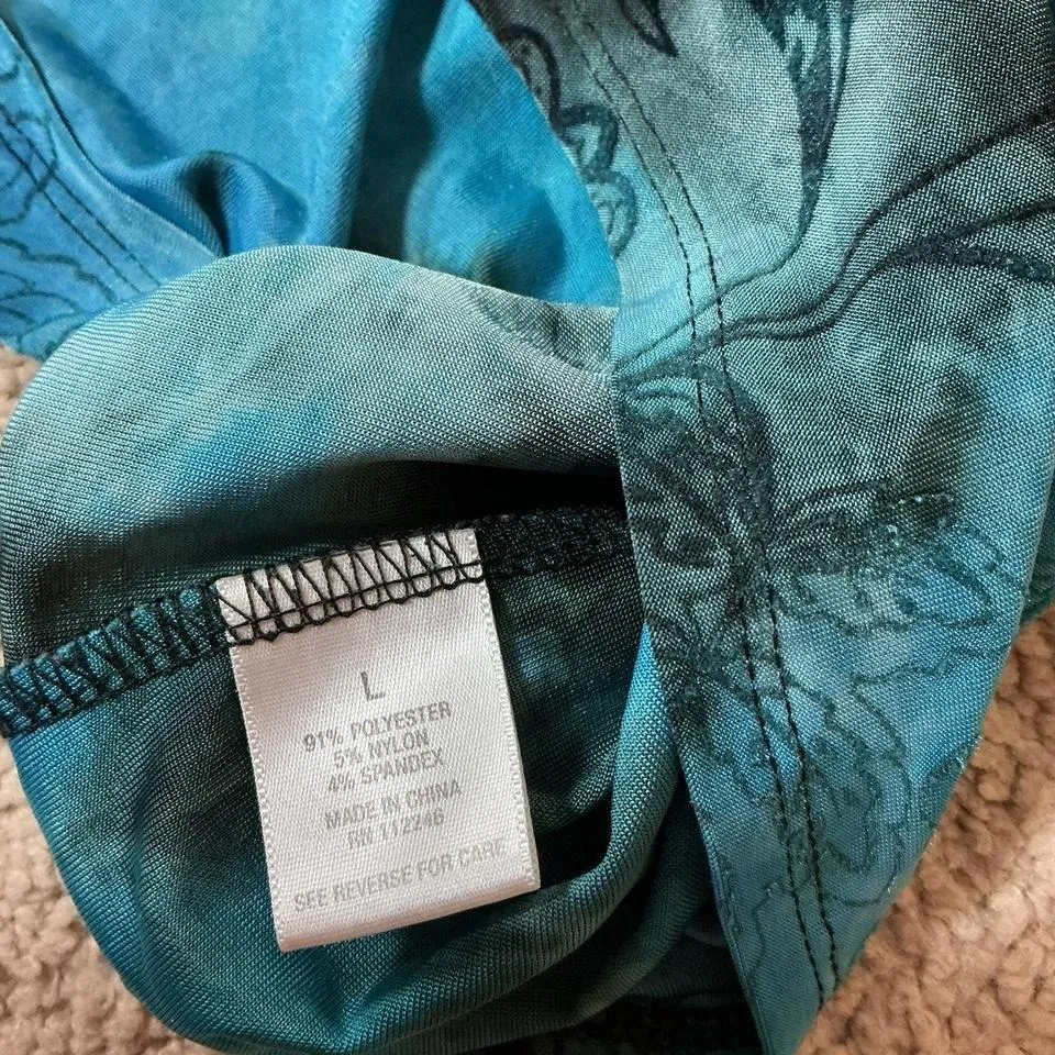 DressBarn Velvet Burn Out Paisley Print Ruffled Tiered Top Women's Large - Image 7