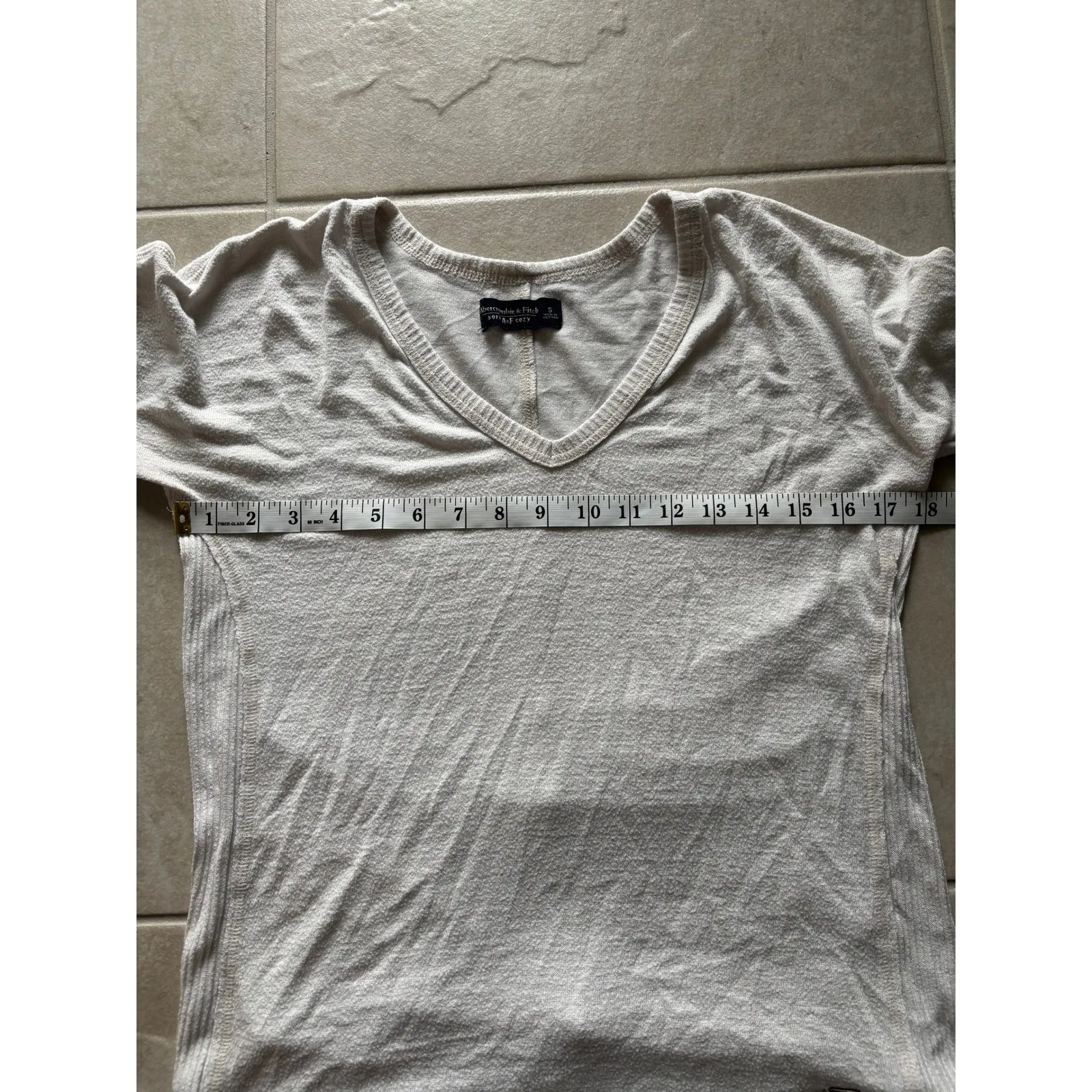 Abercrombie & Fitch Sweater Womens Small White V Neck Y2K‎ Preppy Academia - Image 4