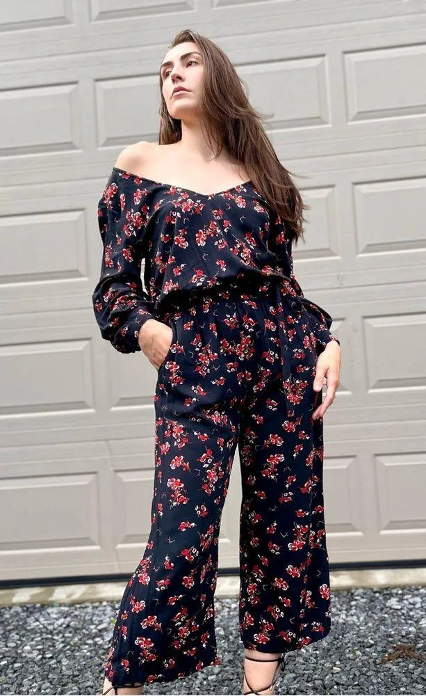 VELVET By Graham Spencer for Anthropologie Floral Cropped Wide Leg Jumpsuit - Image 5