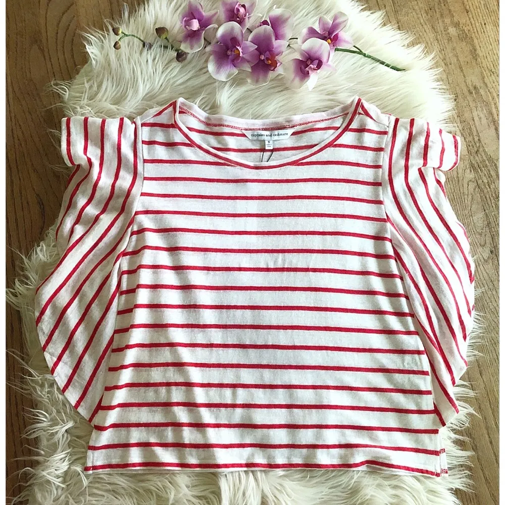 NWT Cupcakes and Cashmere Striped Ruffle Top - Image 2