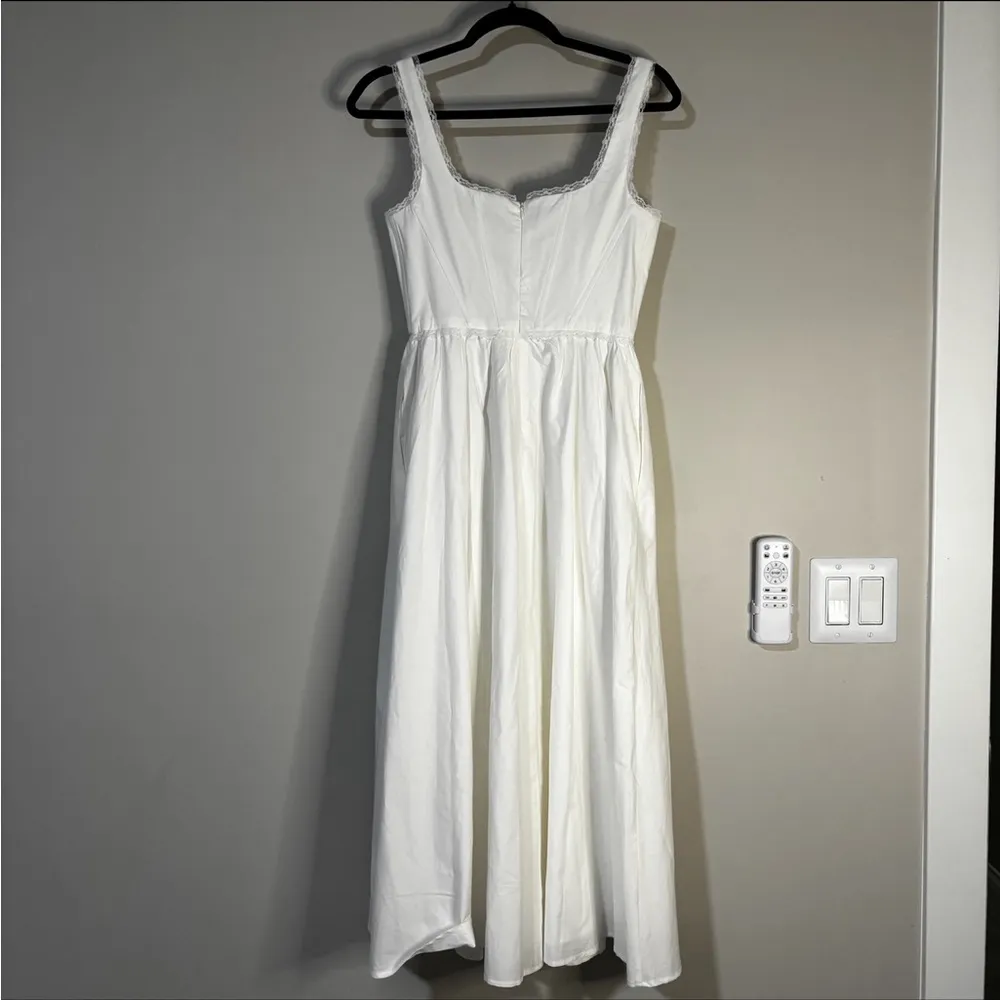 WAYF Selene Lace Trim Stretch Cotton Midi Dress Size XS - Image 5
