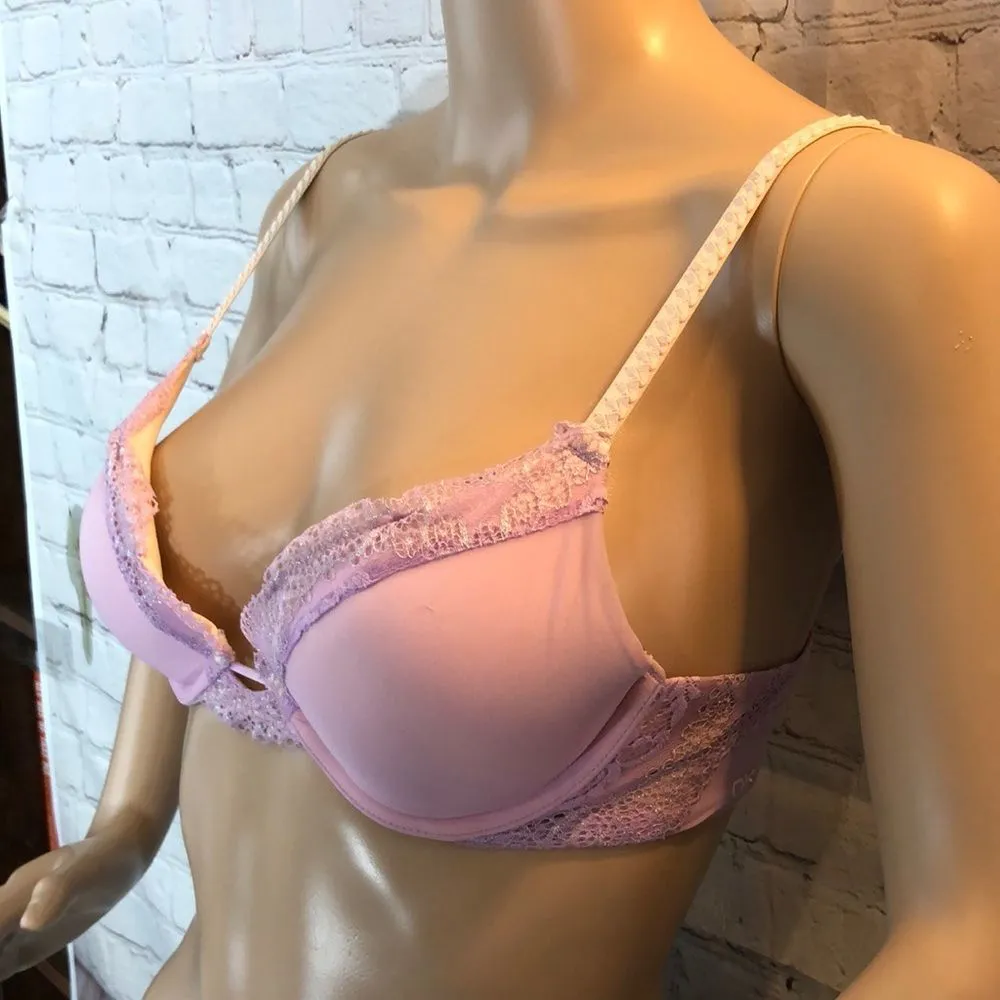DKNY Purple Lace Trim Padded Underwire Bra 34B - Image 2