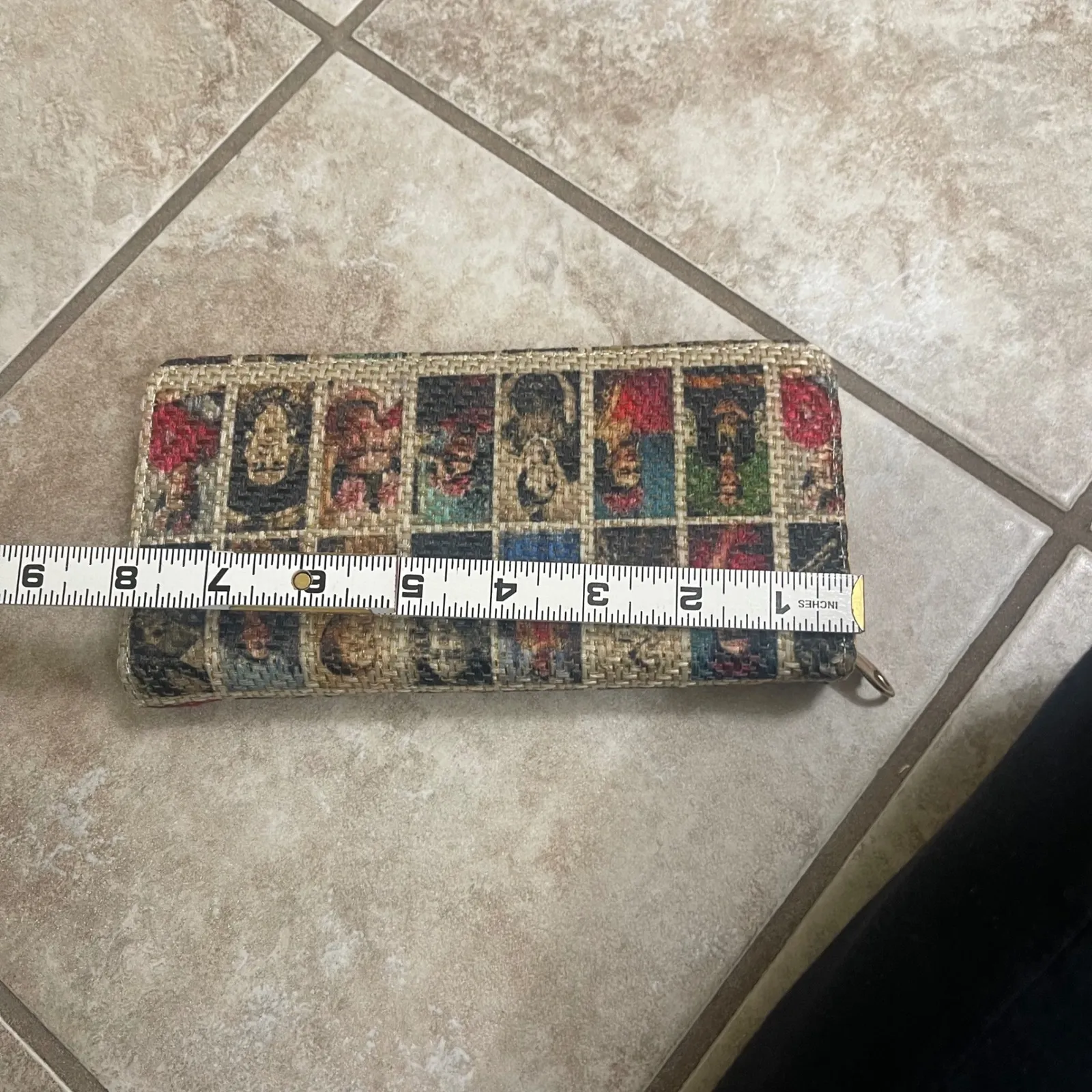 Frida Kahlo Art Wallet Zip Around Clutch Purse Woven Tapestry Artistic nwot Tan - Image 3