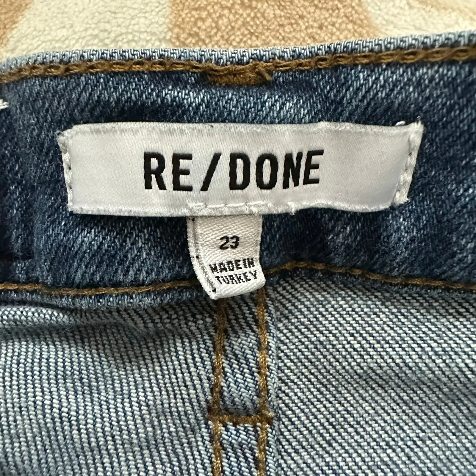 RE/DONE High Rise Ankle Crop Distressed Raw Hem Blue Jeans Size‎ 23 - Image 10